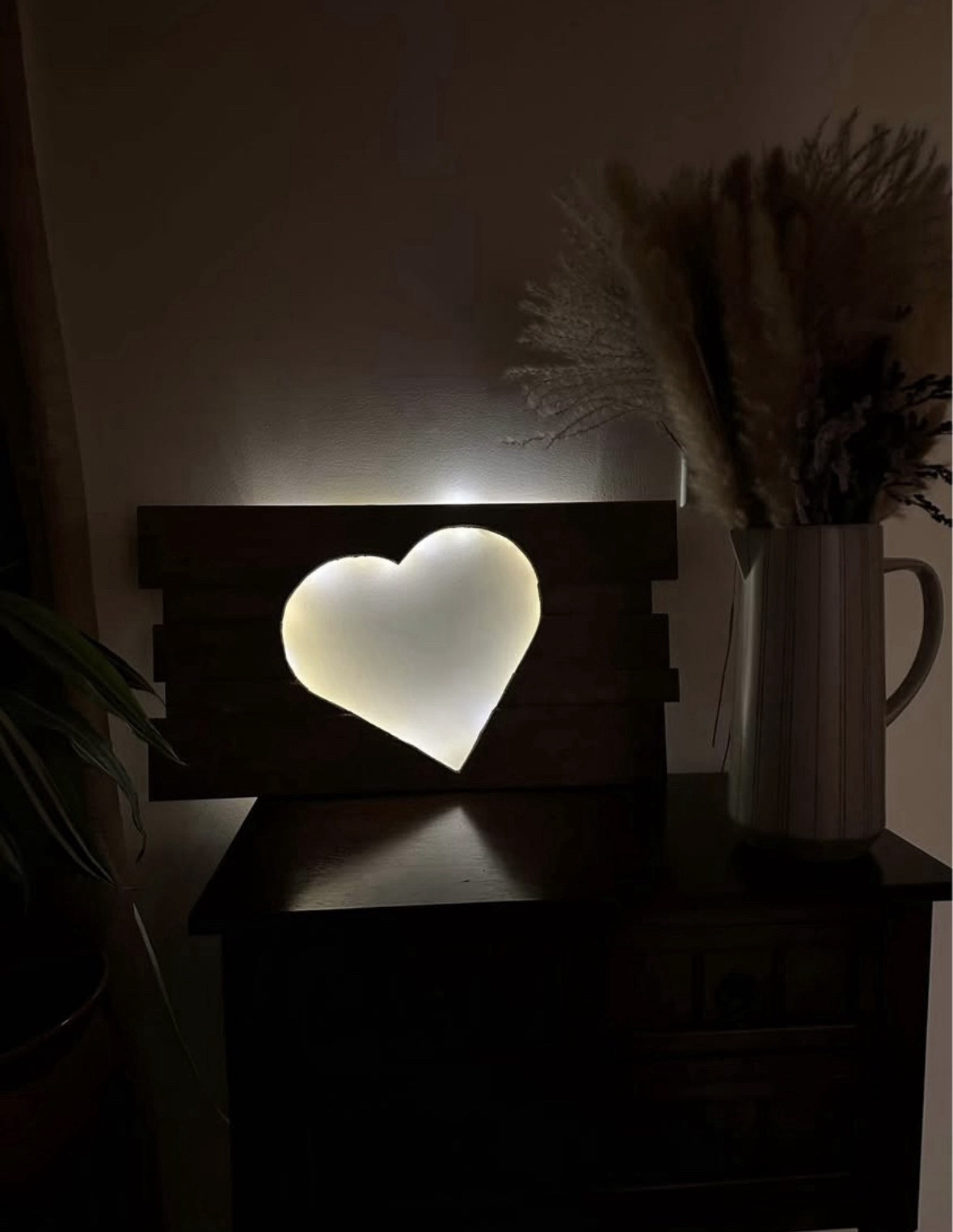 Decorative Rustic Wood Heart with Lights. Stained or Painted.