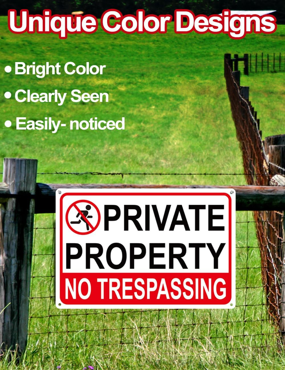 4 Pack Large No Tresspassing Sign Private 8X12 Inch Rust Free Aluminum, Sturdy