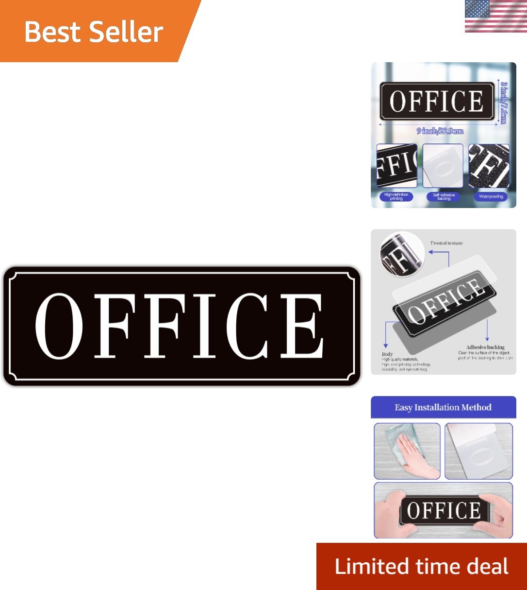 The Office Door Sign for Home and Business，Self-Adhesive Waterproof and Fade-Res