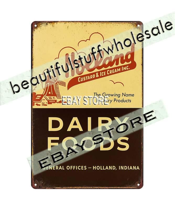 Holland Custard & Ice Cream Dairy Foods Indiana tin sign