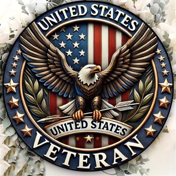 Patriotic American Veterans Aluminum Round Weatherproof Sign Funny
