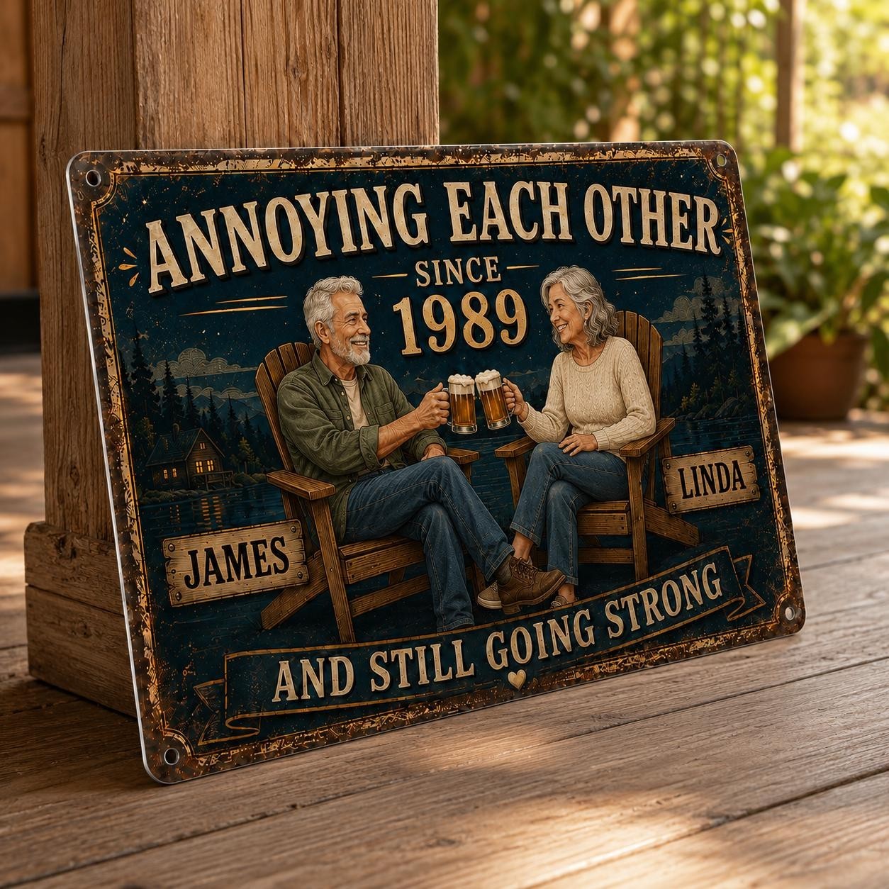 Personalized Wedding Anniversary Metal Sign, Custom Photo Portrait Gift
