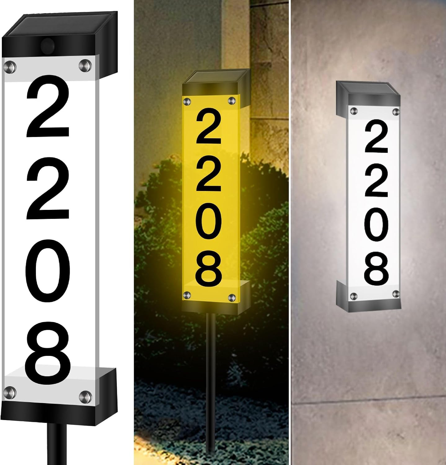 Solar House Numbers for outside Lighted Address Sign Plaque | Address Numbers fo