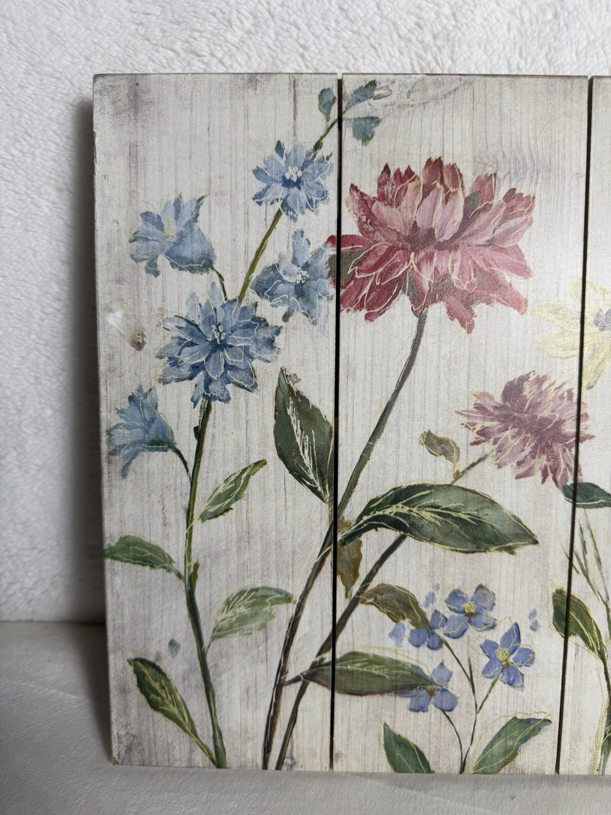 Floral Wildflower Wooden Wall Plaque Sign Rectangular Horizontal Decor