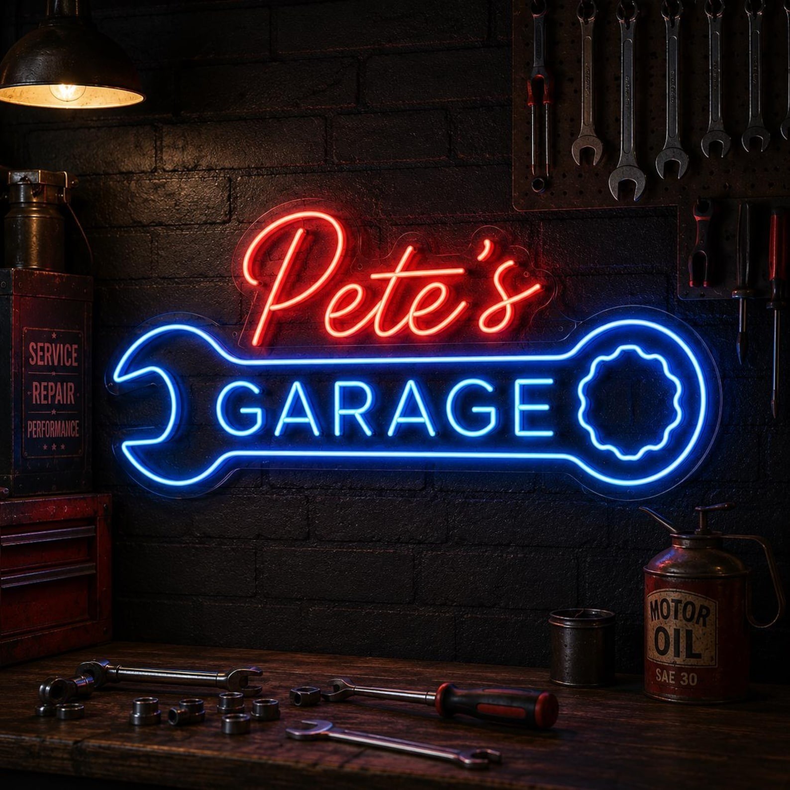 Custom Name Garage Neon Sign Personalized LED Workshop & Man Cave Wall Decor
