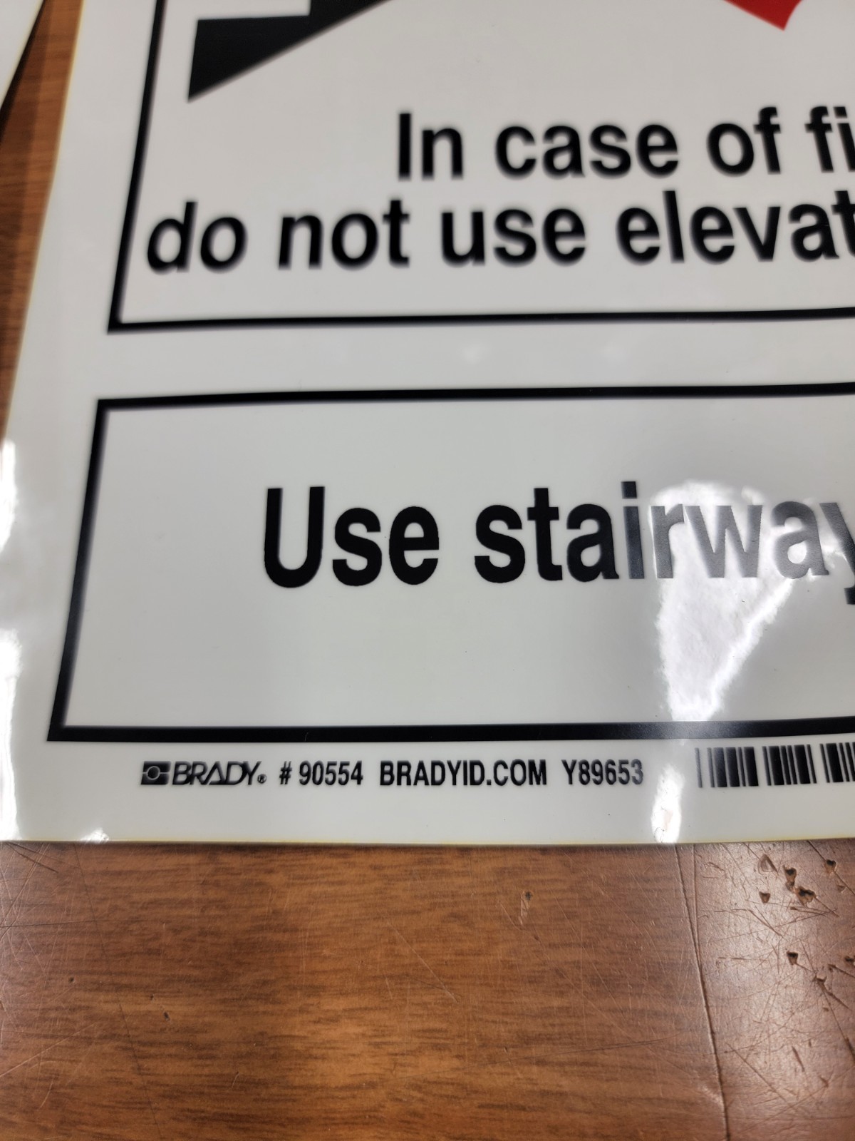 Brady Y89653, 7″ X 10″ in Case of Fire Do Not Use Elevator. Adhesive Back, 2pk