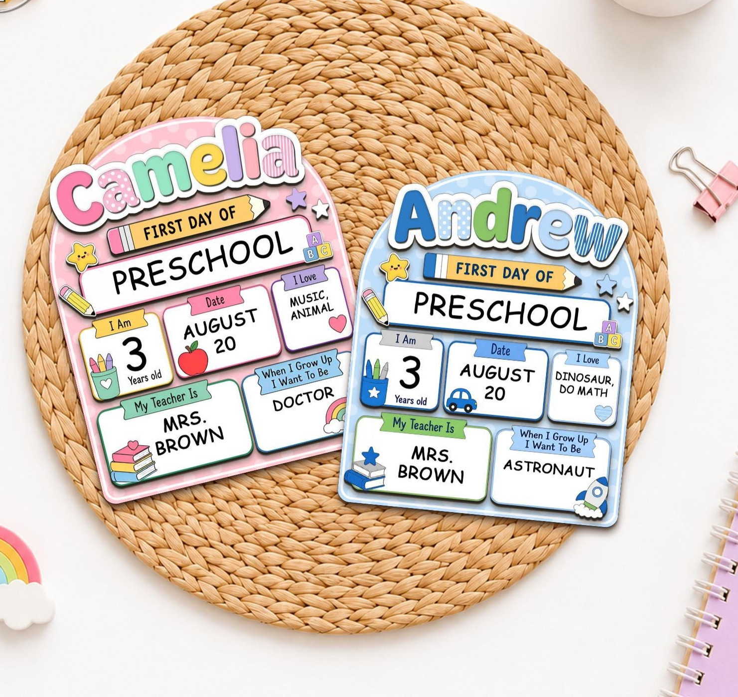 Custom First & Last Day School Sign, Reusable Dry Erase Milestone Board