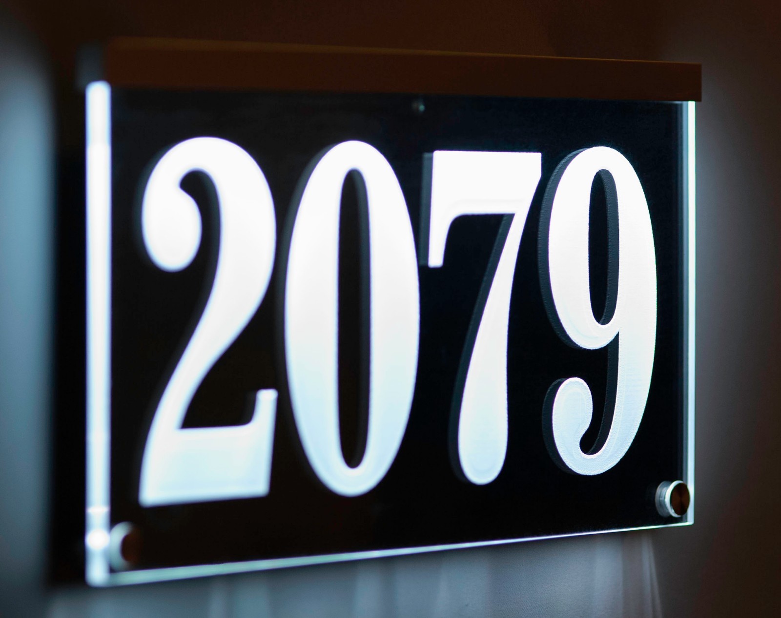 12-16V AC Illuminated Address Sign Plaque House Numbers LED Lighted, Auto On/Off