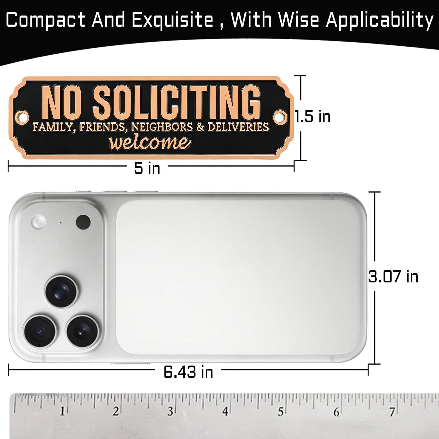 Brass No Soliciting Sign, No Soliciting Sign for House, Elegant Welcome Front