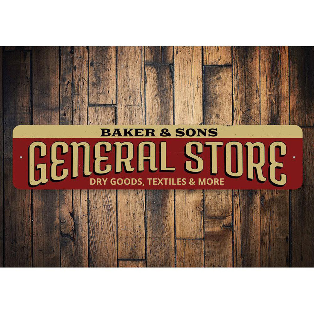 Personalized General Store Dry Goods Textiles & More Mercantile – Aluminum
