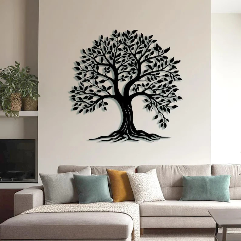 Metal Tree of Life Wall Art Family Tree Decor Birds and Butterflies Wall Hanging