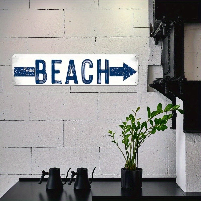1pc Vintage Beach Sign Arrow 15.74×3.93in Wood Art