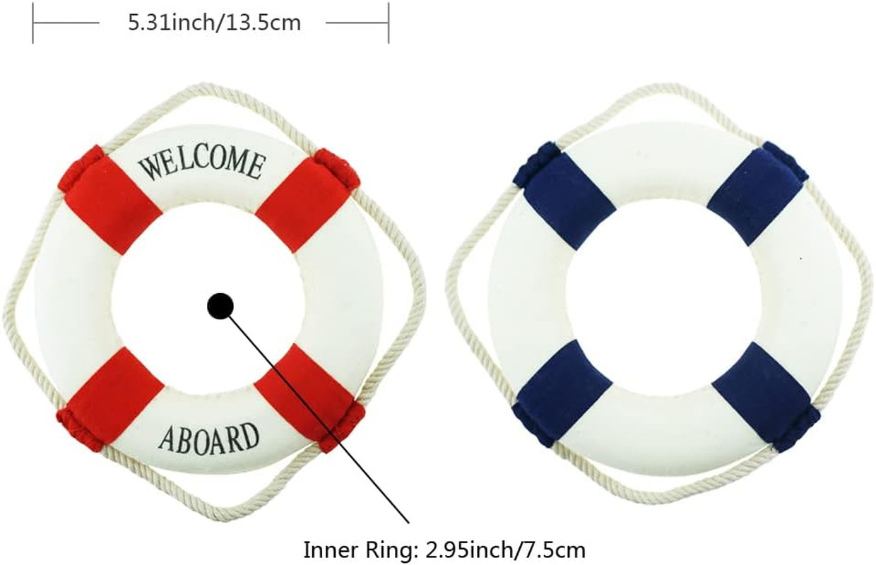 2 PCS Small Welcome Cloth Life Preserver Ring Nautical Wall Life Ring for Med…