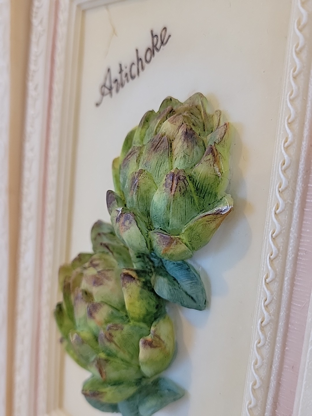 Vtg 3D Vegetable Wall Art Lot 3 Carrot Asparagus Artichoke Kitchen Decor 5×7