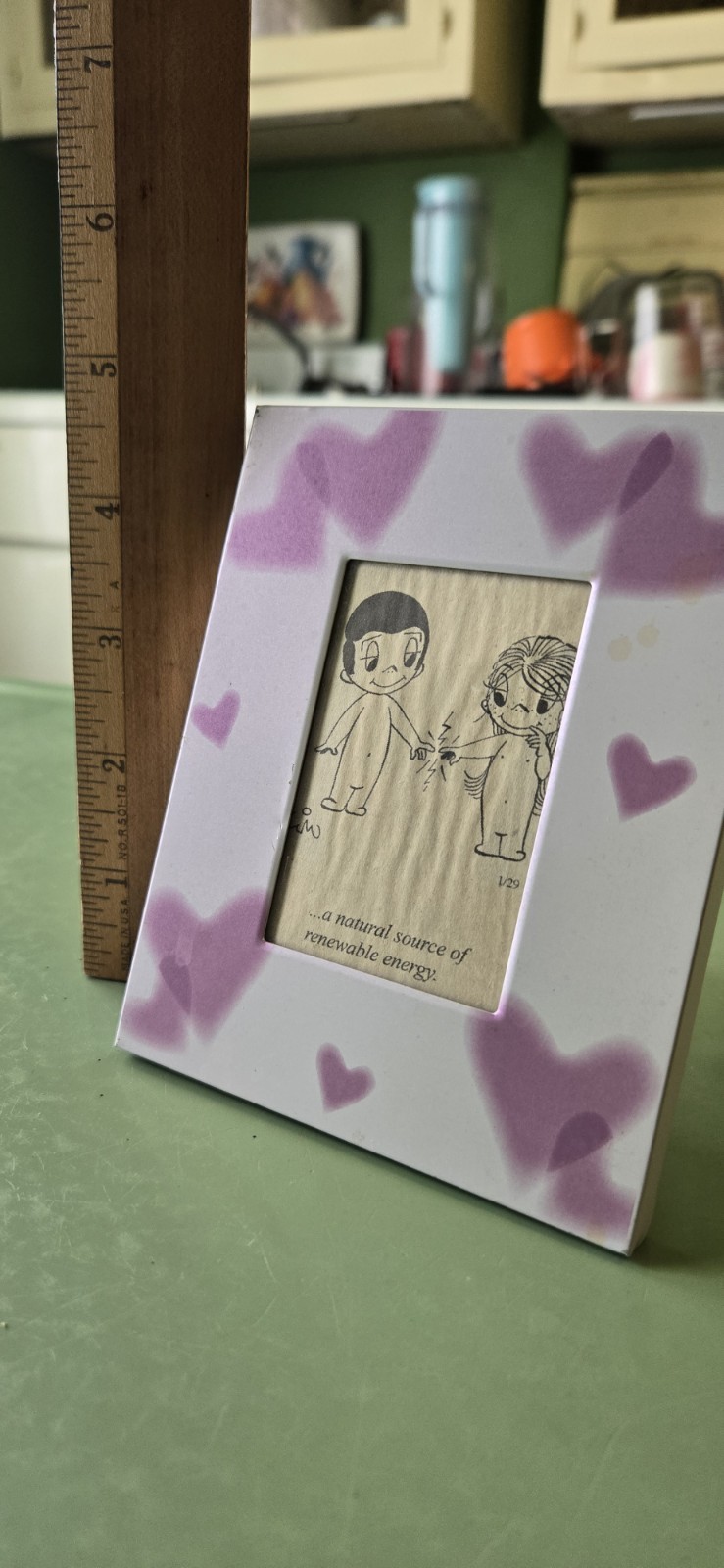 Metal Purple Heart Frame Cute Comic “Natural Source Of Renewable Energy”