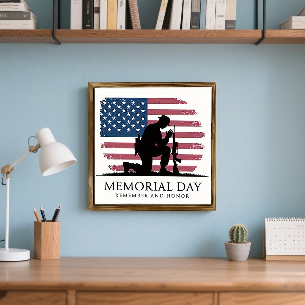 Memorial Day Remember And Honor Wooden Plaque Patriotic US Flag Decoration Gift