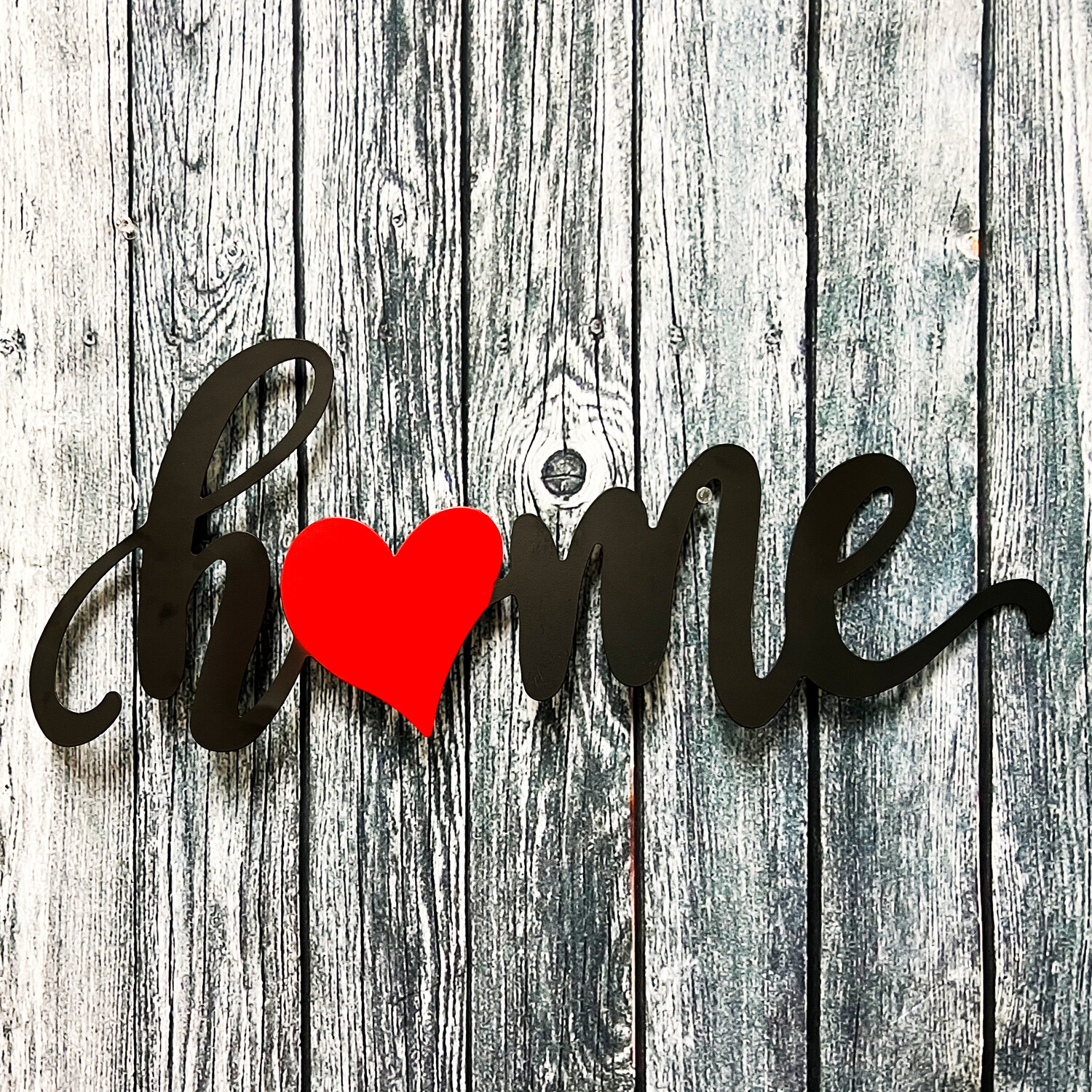 Metal Home Word Sign Wall Art with Heart Farmhouse Hanging Decor with Sentiment