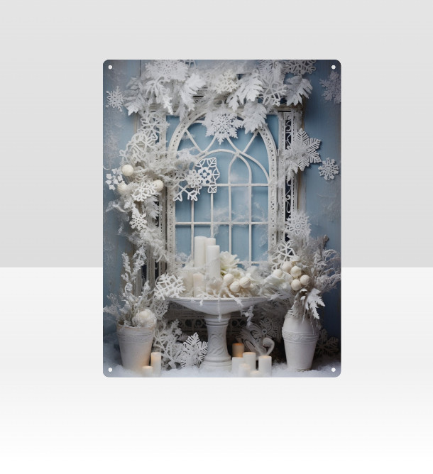 Winter Snow Window Art 2D Holiday Snow Metal Wall Sign Home Decor 8 x 12 medium