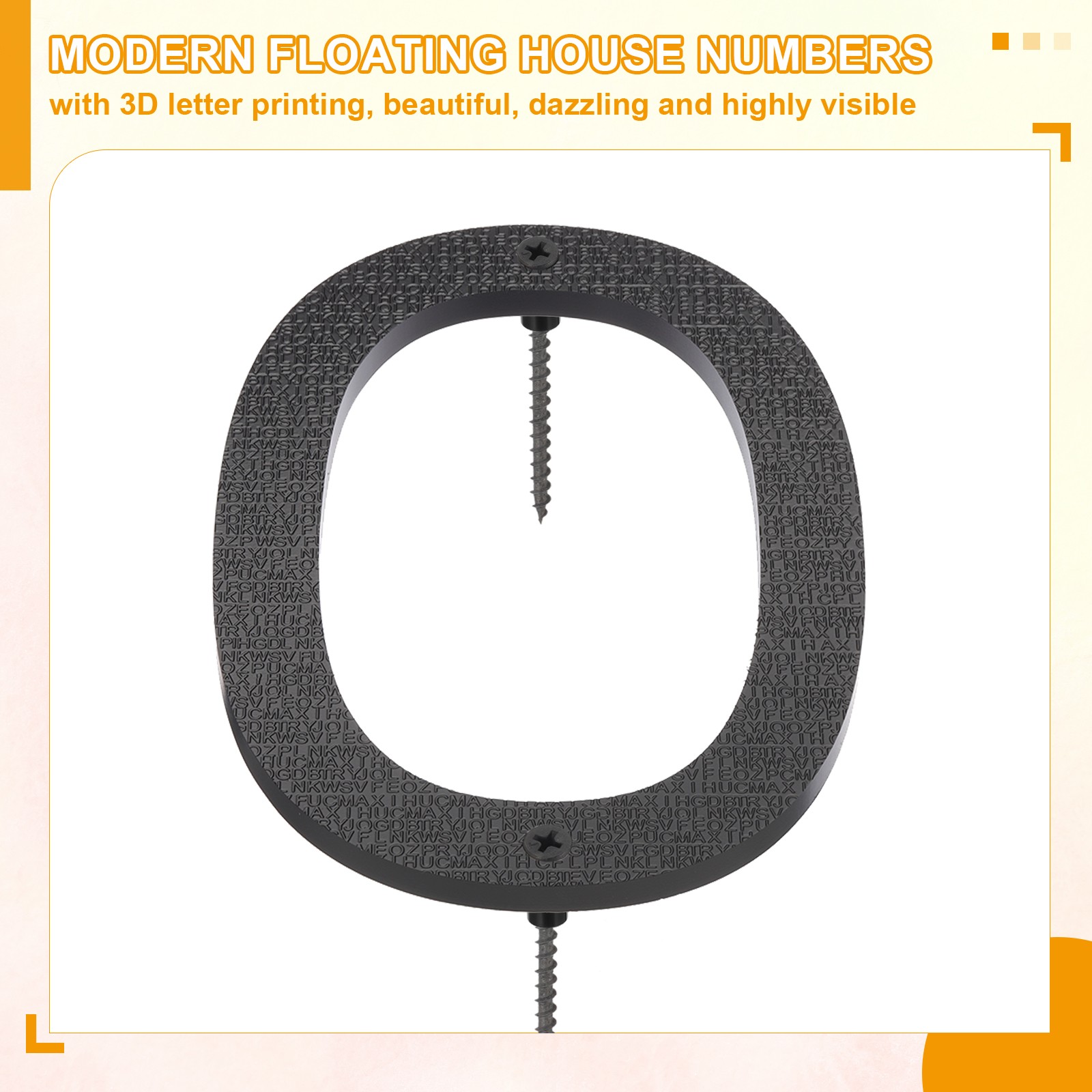 8 Inch House Number, House Address Numbers Sign Large Floating, Black, 0