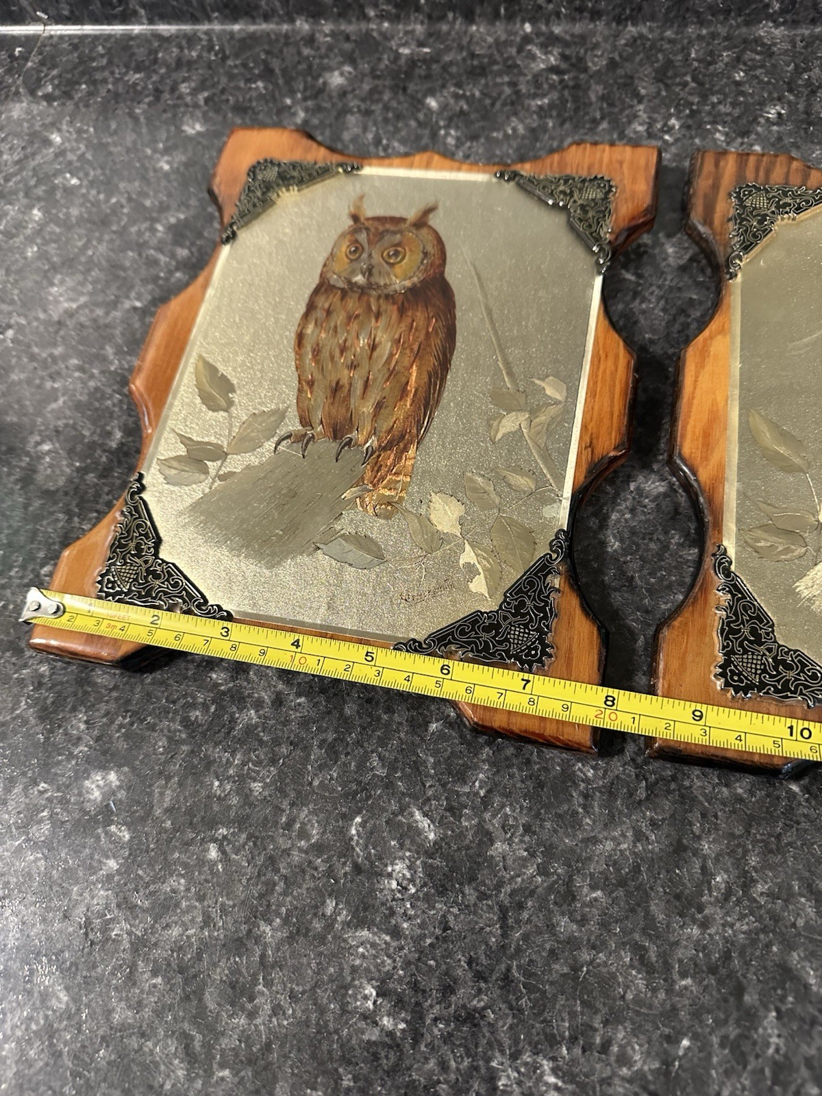 2 Vintage Hand Made Owl Picture Wood Plaques – Clear Polyurethane Covered