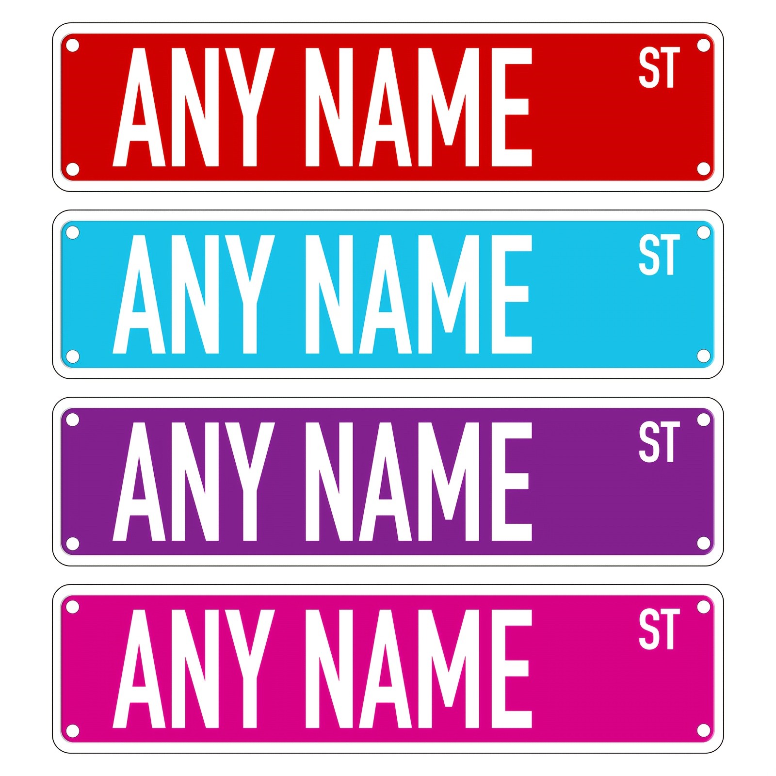 Custom Aluminum Street Sign Personalized Metal Plaque 12 Colors S-CUS002