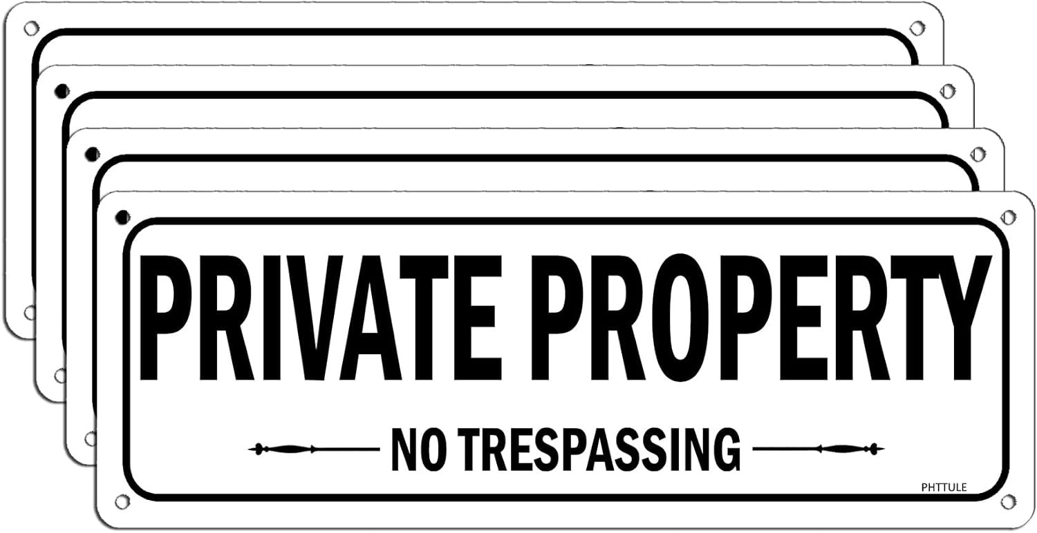No Trespassing Private Property Sign 2 Pack, 12 x 3 inches Sturdy Rust Free Alum
