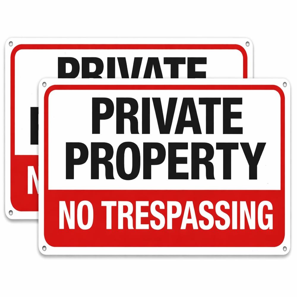 2Pack No Trespassing Signs Private Property Metal Sign 10 x 7 In Aluminum