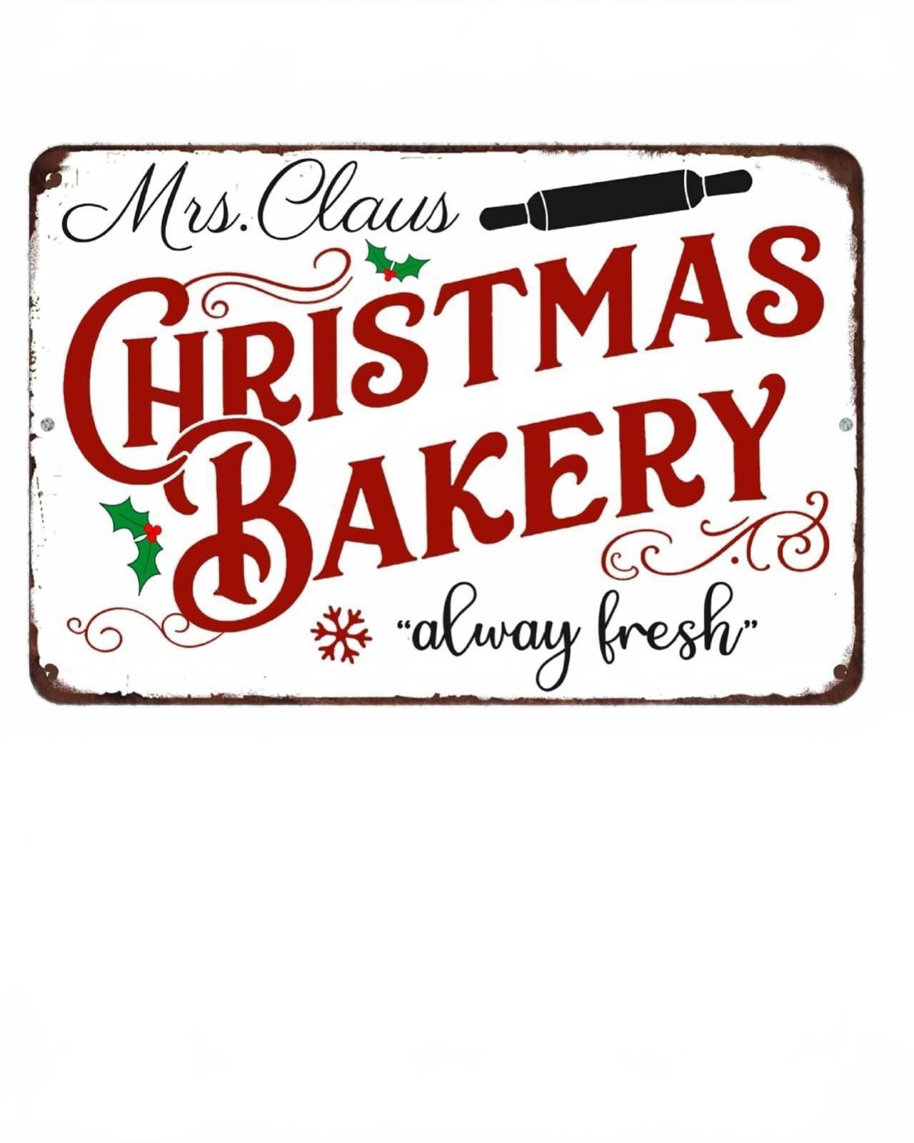 Christmas Bakery Sign BanginPrints Mrs Claus Aluminum Metal 8×12 Door Mounted