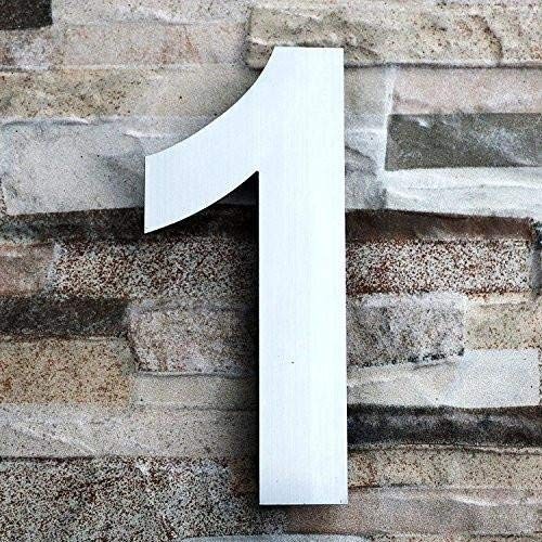 8 Inch Brushed Stainless Steel Floating Modern House Number 1 Solid 304