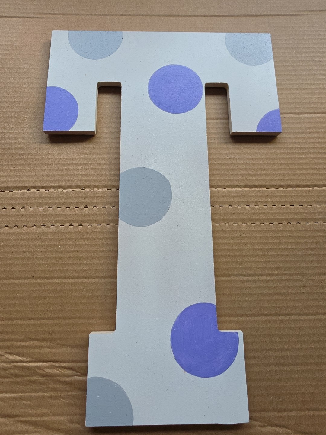 Wooden Letter Wall Decor, T Wood Alphabet Polk-a-dotted 10+ Inches