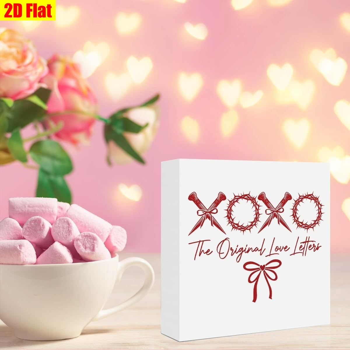5x5in Wooden Box Decor “XOXO The Original Love Letters” Religious Love Sign Gift
