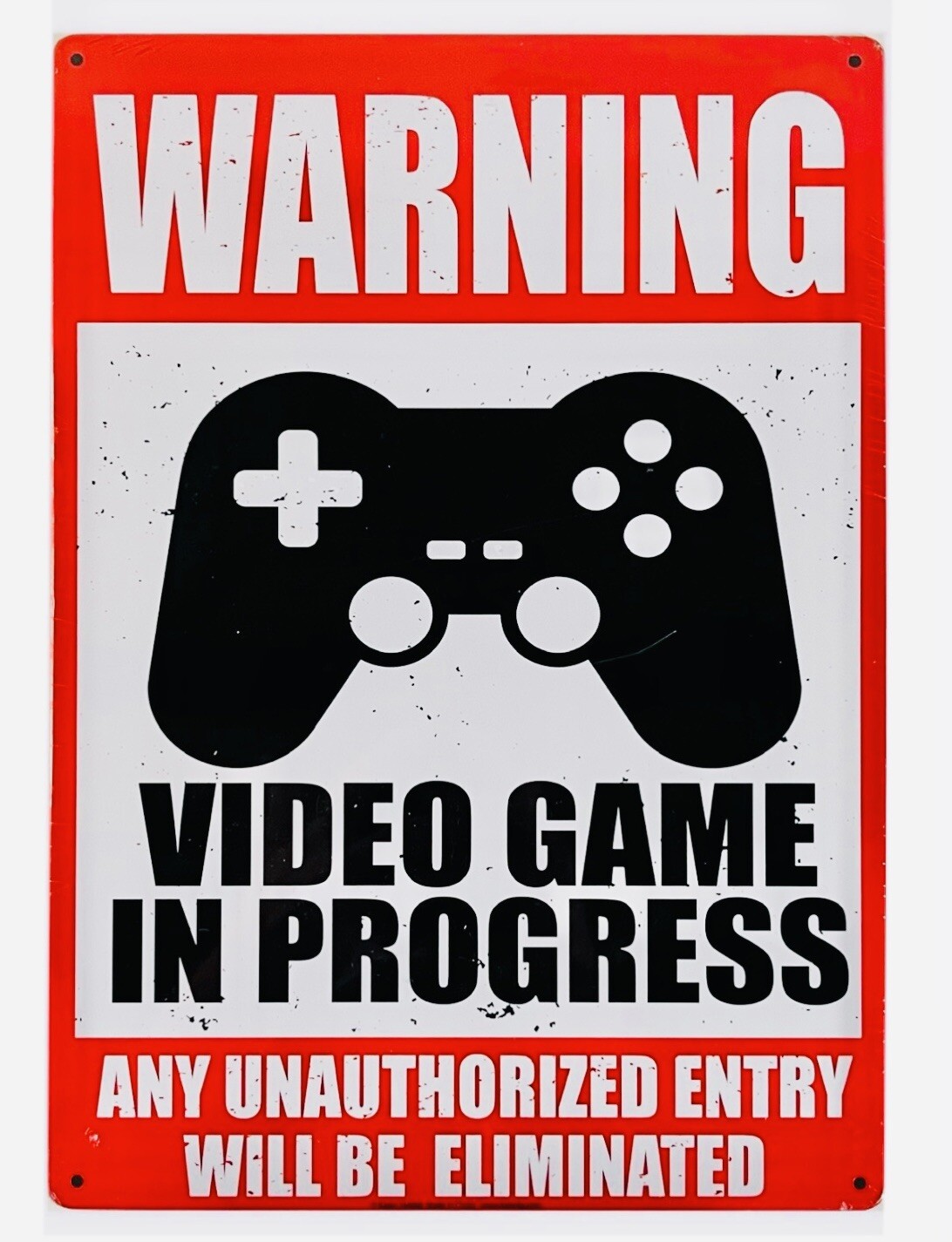 Warning Video Game in Progress Tin Sign 11.8” x 7.9” Metal Sign Gaming Decor NEW