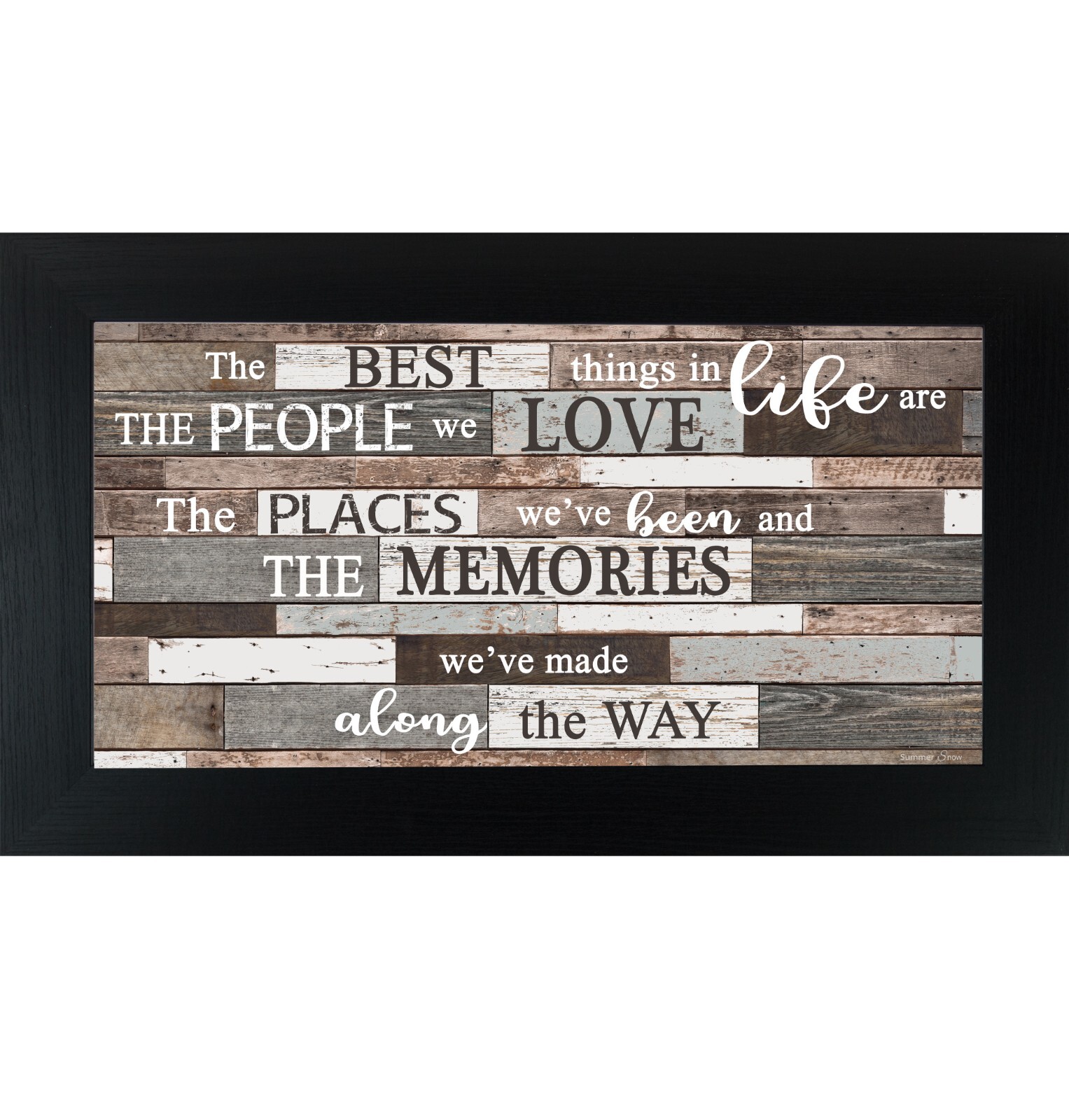 The Best Things in Life Wall Art – Long Horizontal Framed Rustic Quote Sign