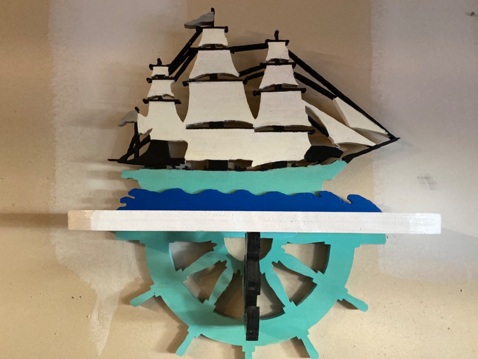 WOOD SCROLL WALL DECOR SHELF-SHIP