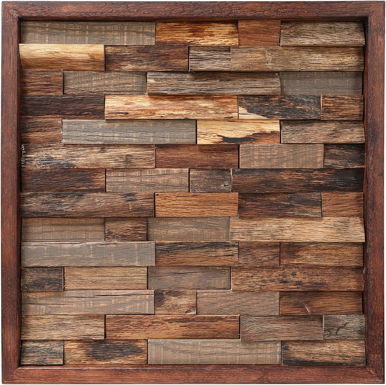 Rustic Hardwood Wall Art | Framed 18″ x 18″ USA Decor for Home Aesthetic