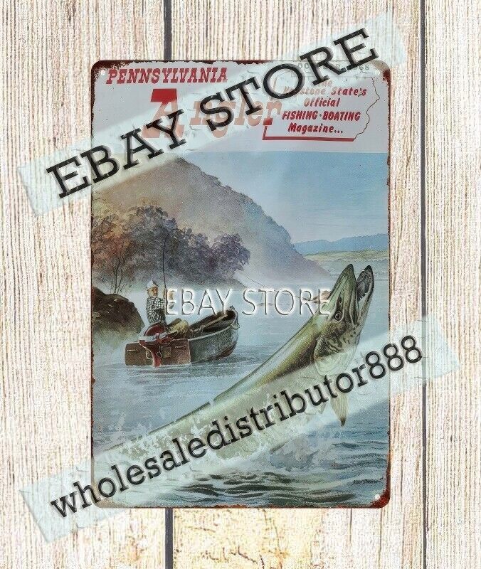 1968 Pennsylvania sporting Fishing man cave essentials metal tin sign wall art