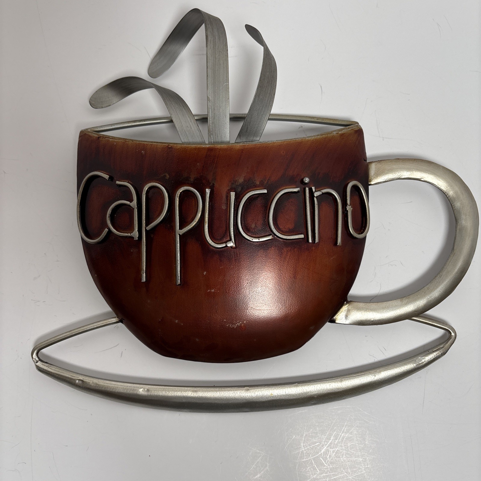 Metal Cappuccino Themed Decorative Wall Hanging or Tabletop Accent