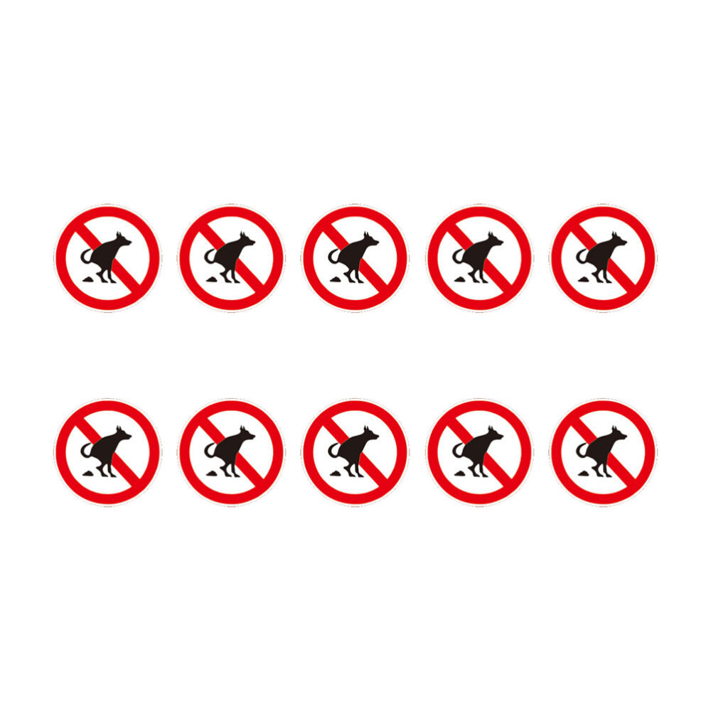 10 Sheets Stickers Waterproof No Pet Poop Sign Dog Pooping Emblems