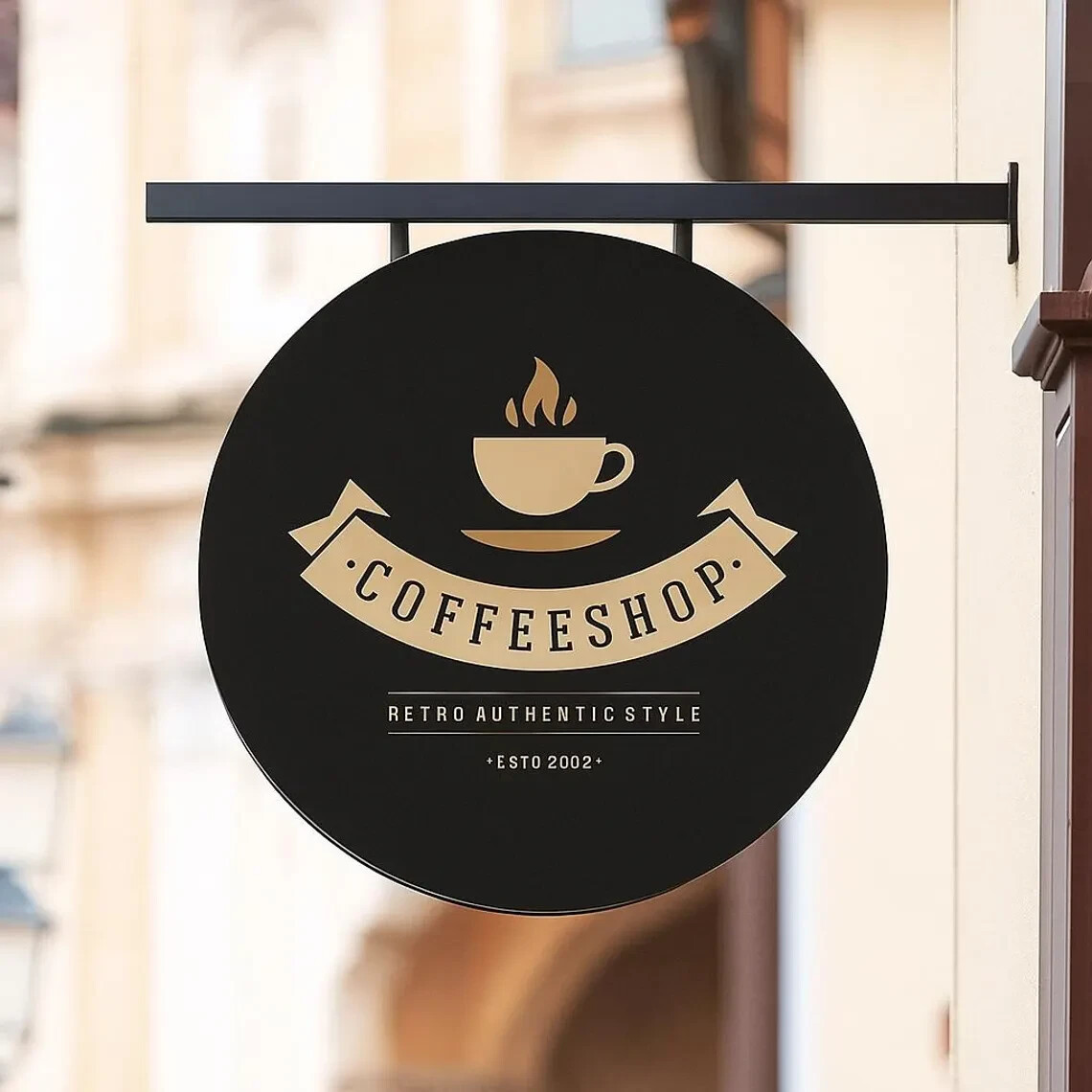 Wall-Mounted Round Blade Sign | Double-Sided Outdoor Business Logo Sign