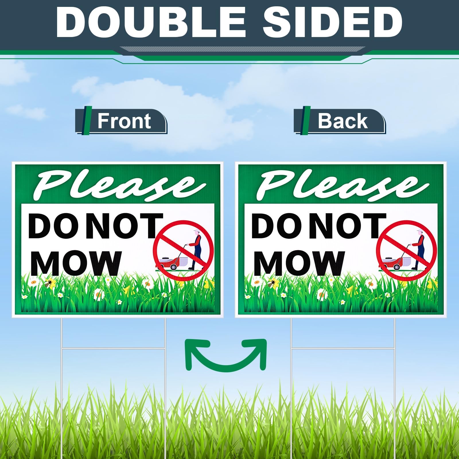 6 Pcs Please Do Not Mow Sign with Metal H Stake 12 x 9 Inches No Mow May Yard…