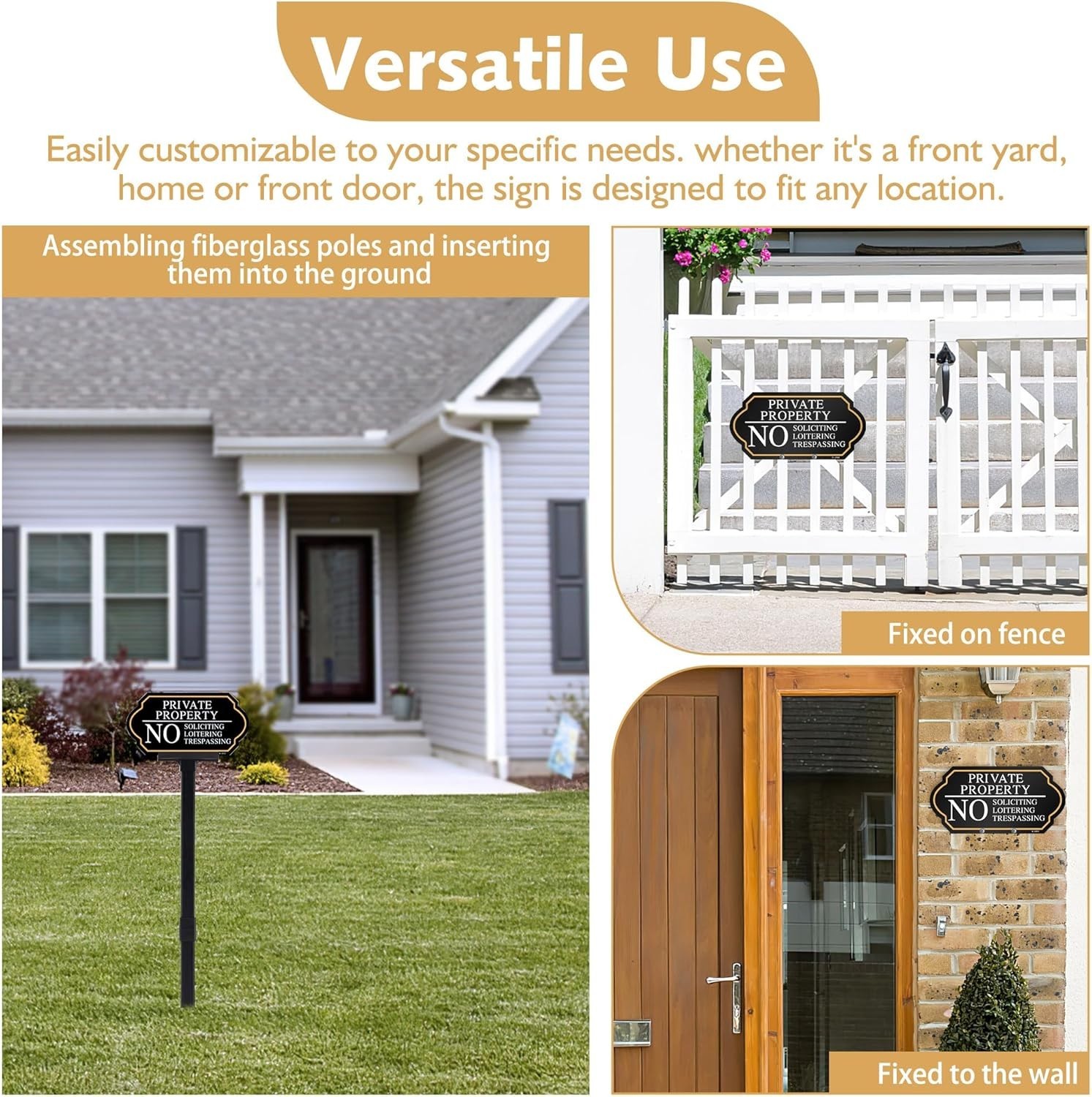 Durable No Soliciting Sign with Strong Stake – 5×10 Inch Weather-Resistant