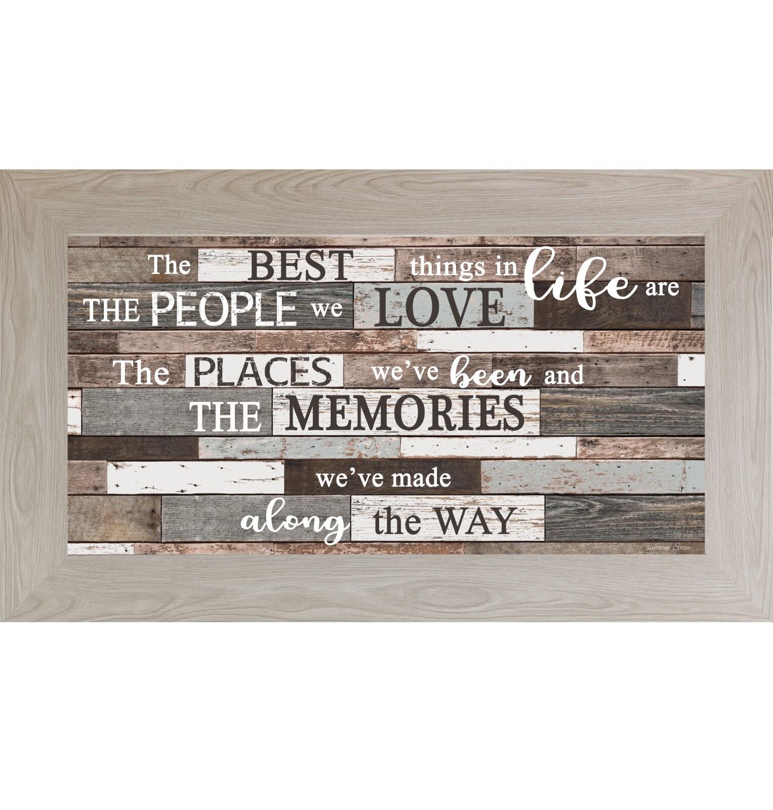 The Best Things in Life Wall Art – Long Horizontal Framed Rustic Quote Sign