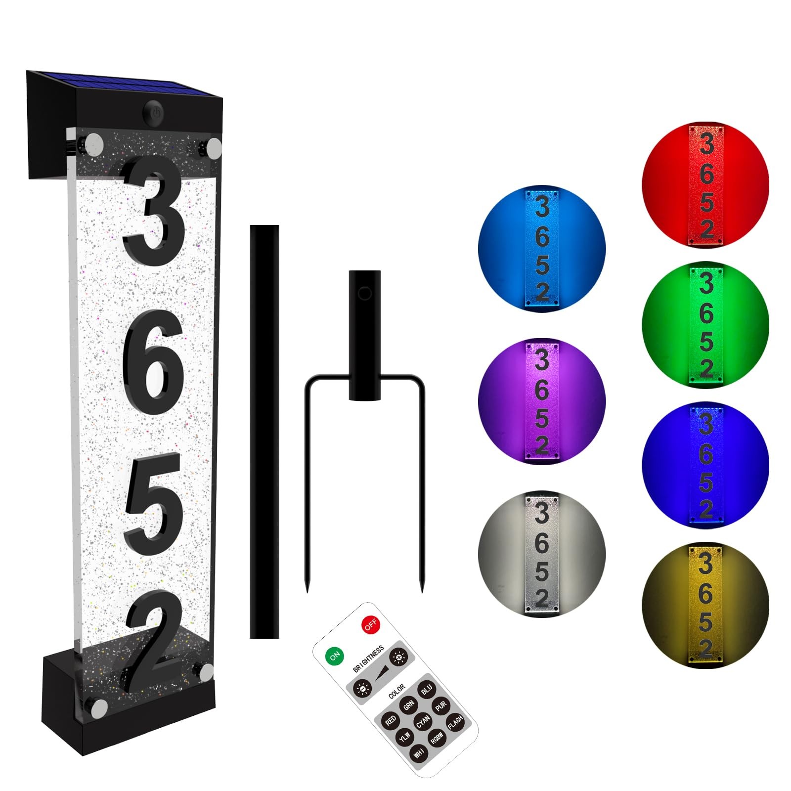 IVWVI Solar House Numbers for Outside, Acrylics Solar Address Sign with Iron …