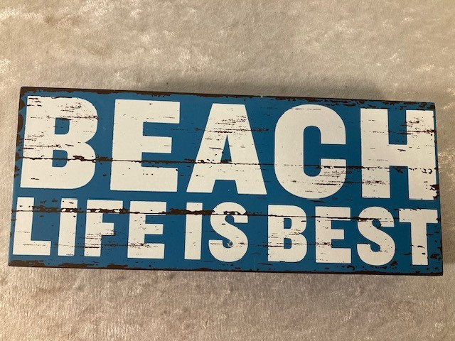 Beach Life Is Best Wood Box Sign Beach Decor 9.5″L x 4″W x 1.5″D NEW