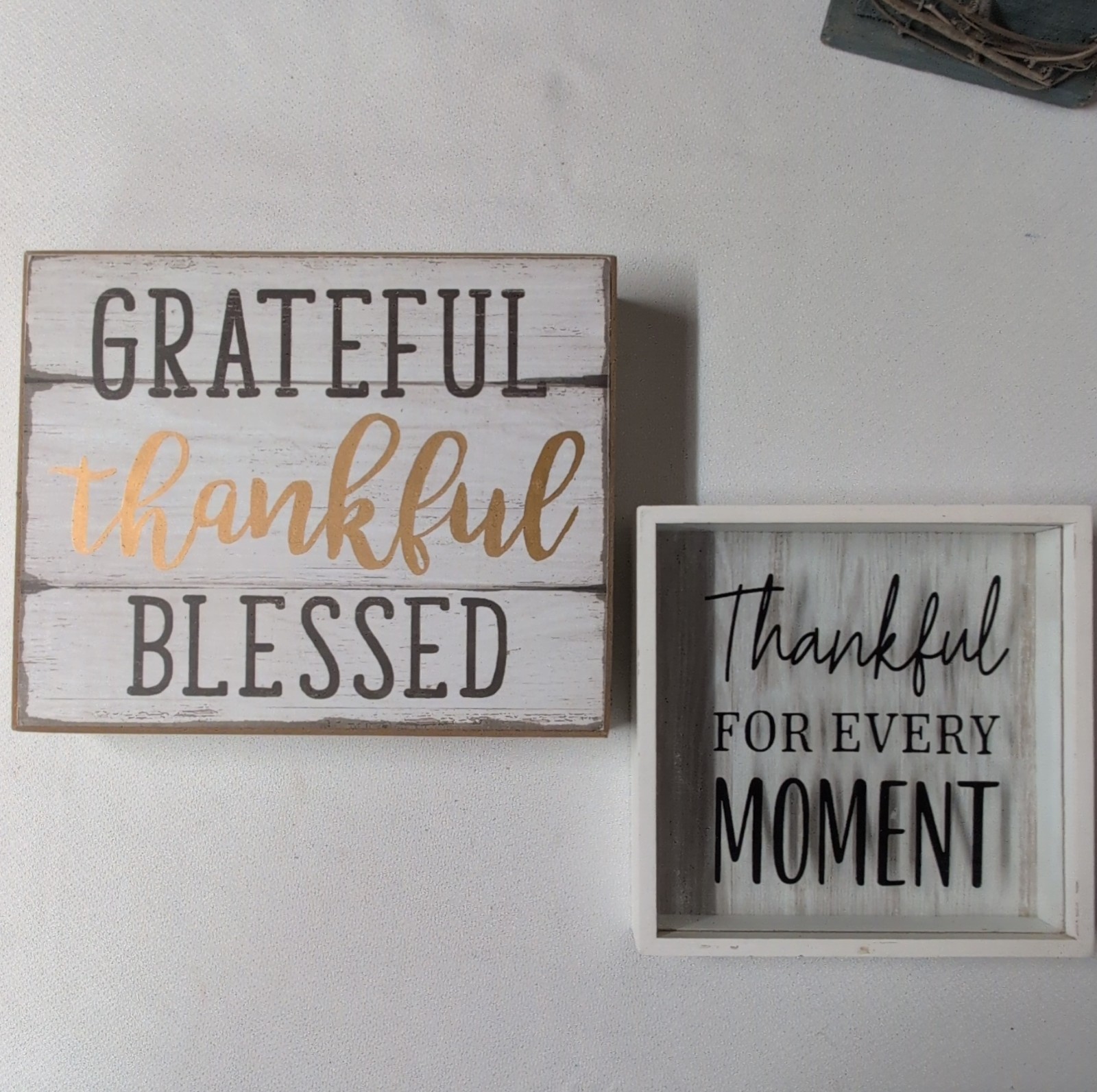 Rustic Inspirational Wood Wall Plaque, Thankful Grateful Blessed, Ready to Hang