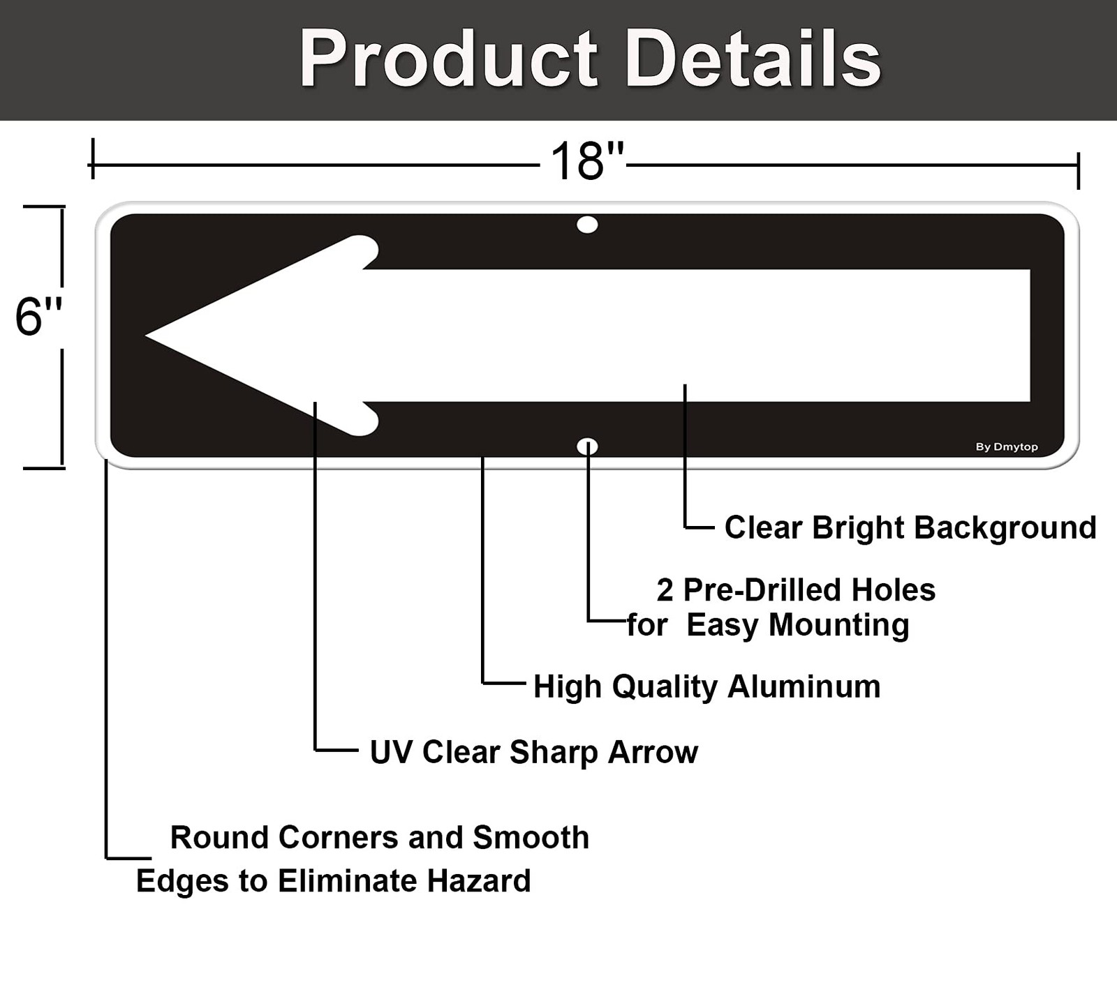 Arrow Sign 1 Pack 18 x 6 Inches Left Right Reflective Rust Free Aluminum Outdoor
