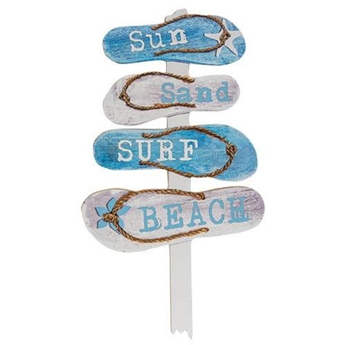 CWI Gifts Beach Signs Stake Pick Set 2 House Decor Coastal Garden Nautical