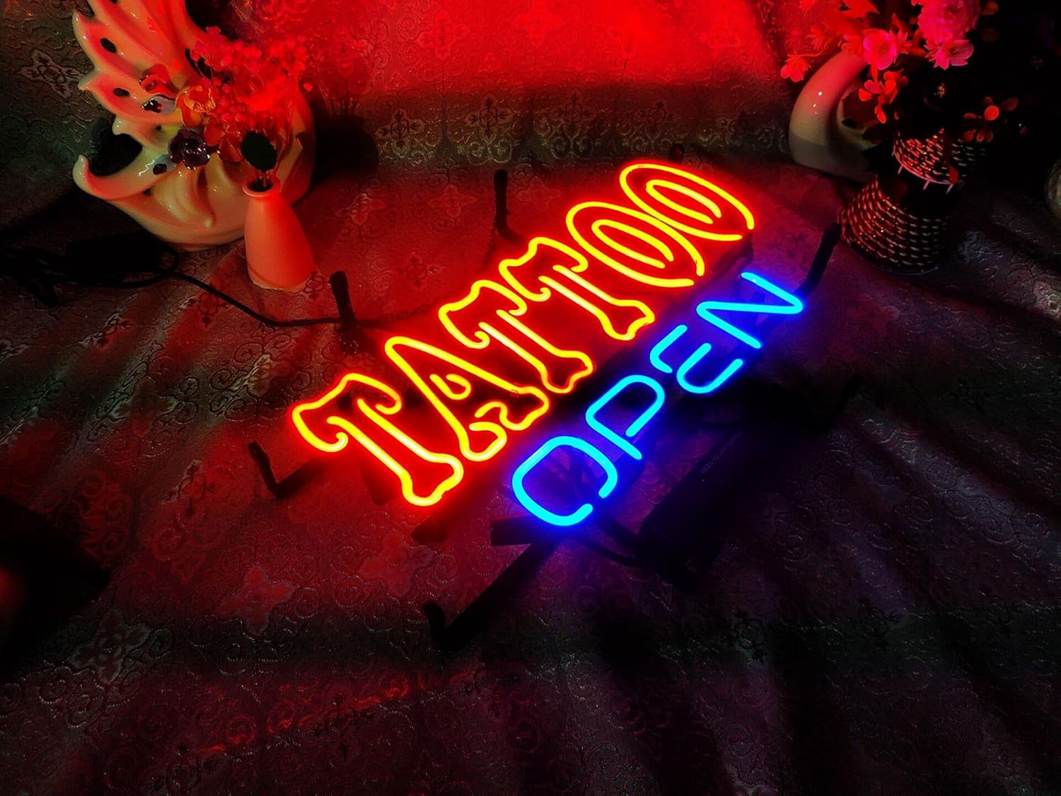 Tattoo Open Neon Sign 17”×13” for Home Bedroom Garage Decor Wall Light, Striking