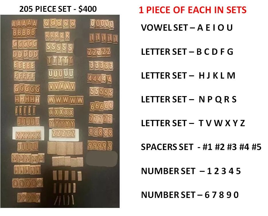 DEATON GRAVE MARKER LETTERS – SMALL SETS OR COMPLETE SET
