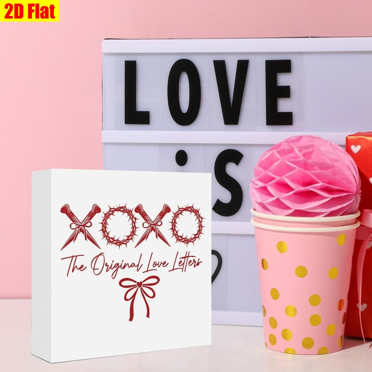 5x5in Wooden Box Decor “XOXO The Original Love Letters” Religious Love Sign Gift